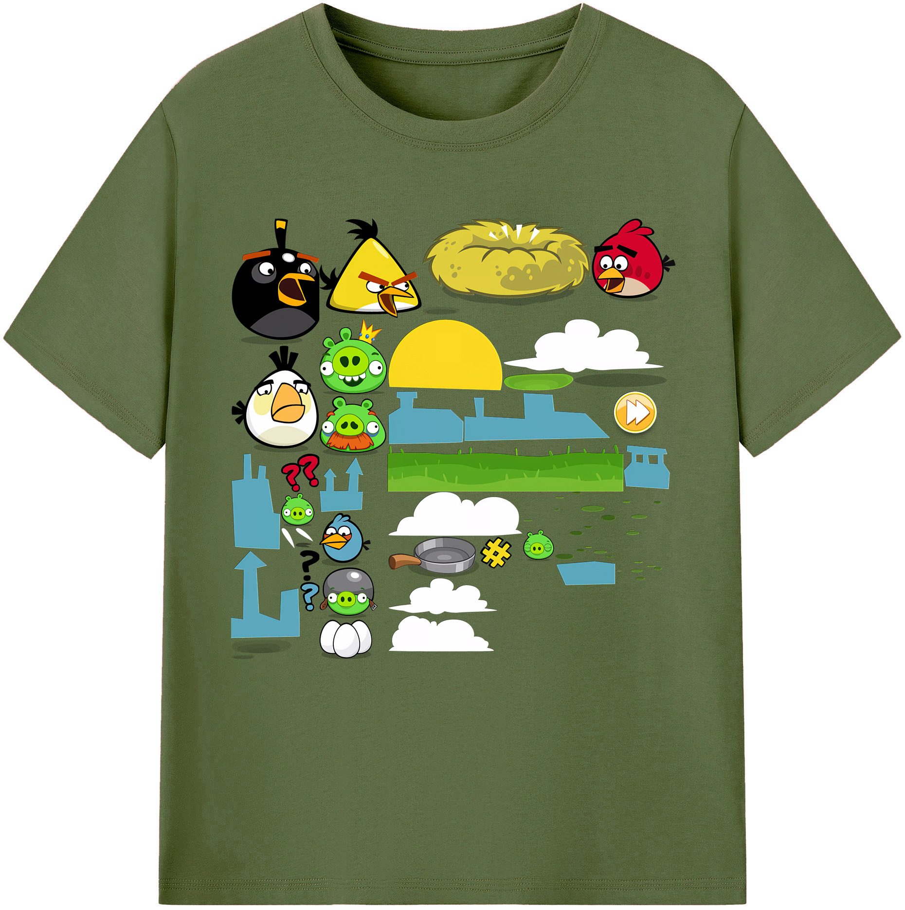 （画像用） Angry Birds アングリーバード 綿100％半袖Tシャツ（フロントプリント）